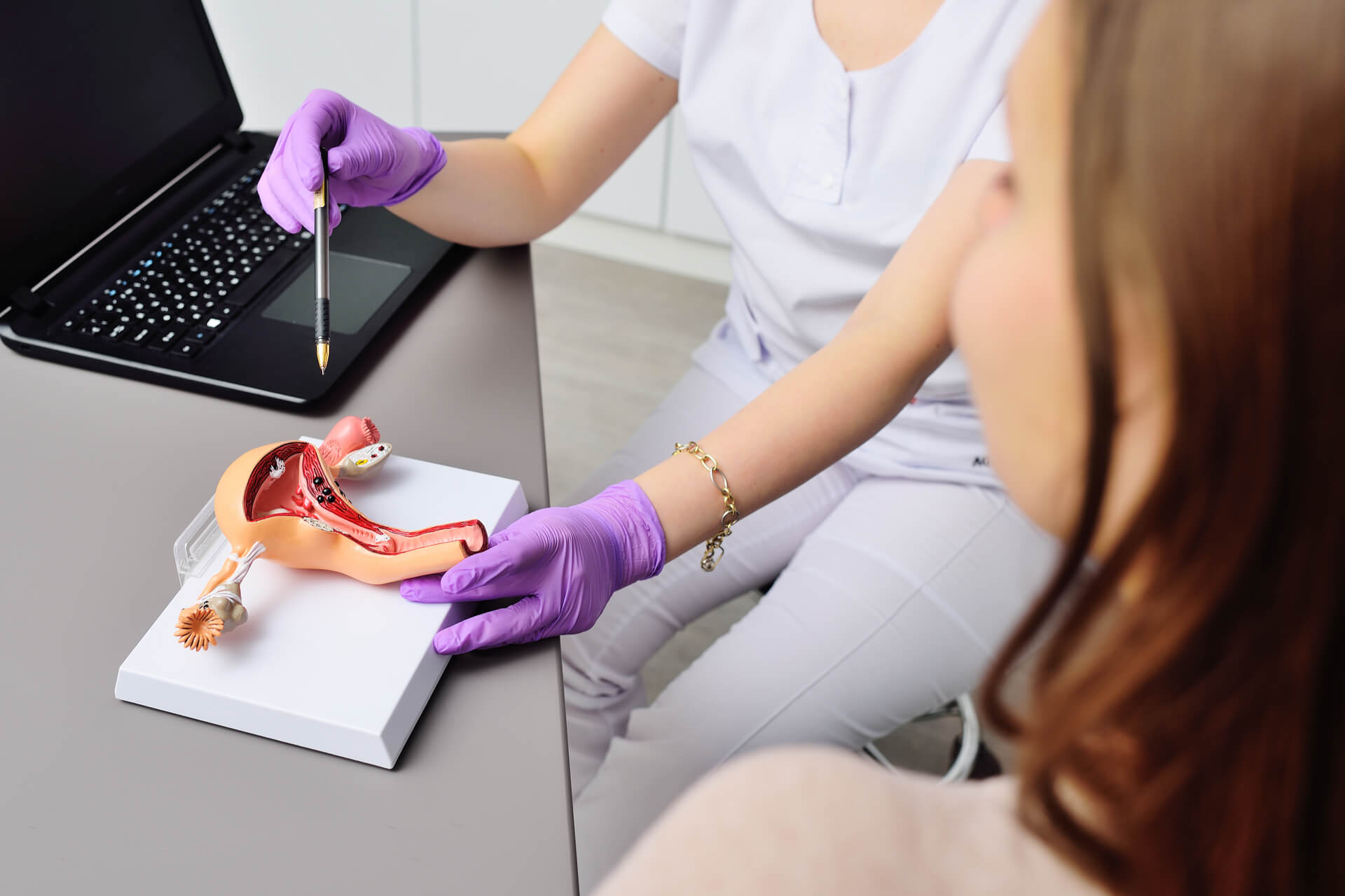 a young attractive girl at a women's consultation with a gynecologist.