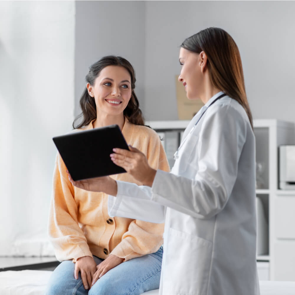 female doctor with tablet pc
